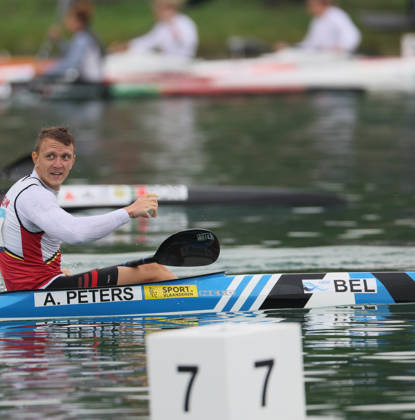 Belgian kayaker Artuur Peters pictured in action during the A-final of the Men's Kayak Single 1000m event, at the European Championships Canoe Sprint, at Munich 2022, Germany, on Saturday 20 August 2022. The second edition of the European Championships takes place from 11 to 22 August and features nine sports. BELGA PHOTO BENOIT DOPPAGNE